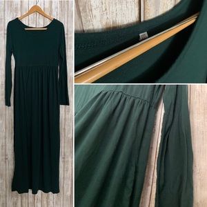 XXL Hunter Green Long Sleeved Maxi Dress Pockets